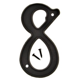 Hy-Ko 4” Classic Black Reflective Plastic House Number, Modern Raised Numbers for Exterior House, Durable Convenient Marking for Home Address with Included Mounting Hardware for Simple Installation