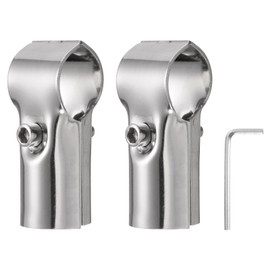 uxcell 2Pcs 180 Degree Structural Pipe Connectors 2 Way End Rails Clamp with Wrench Stainless Steel Corner Pipe Fittings for DIY Shelf Garden Support 1" Fit Pipe Dia, Silvery
