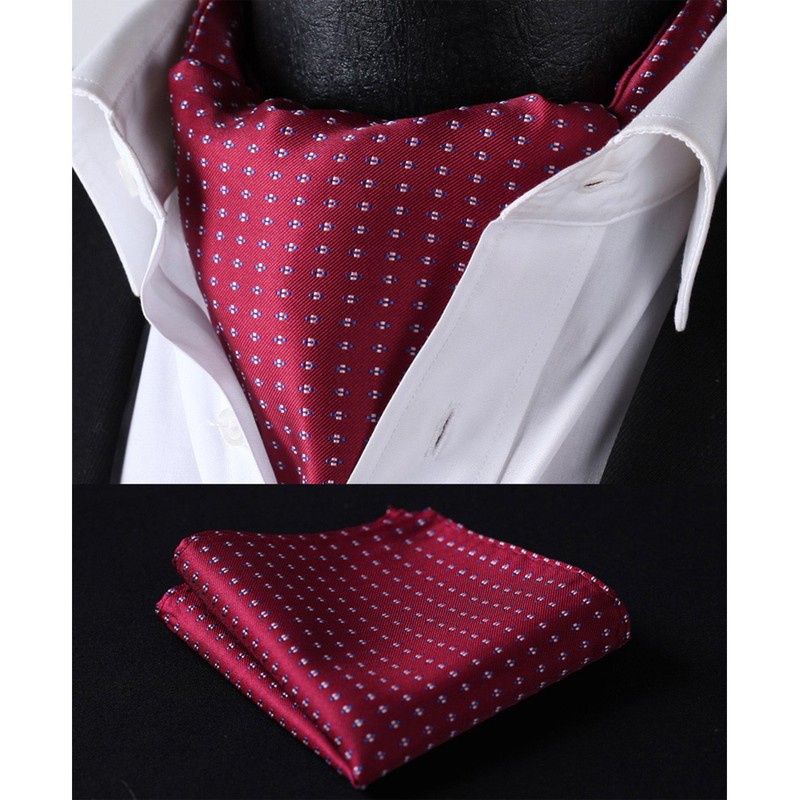 HISDERN Red Cravats for Men Wedding Polka Dot Ascot and