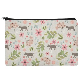 Cats and Flowers Makeup Cosmetic Bag Organizer Pouch