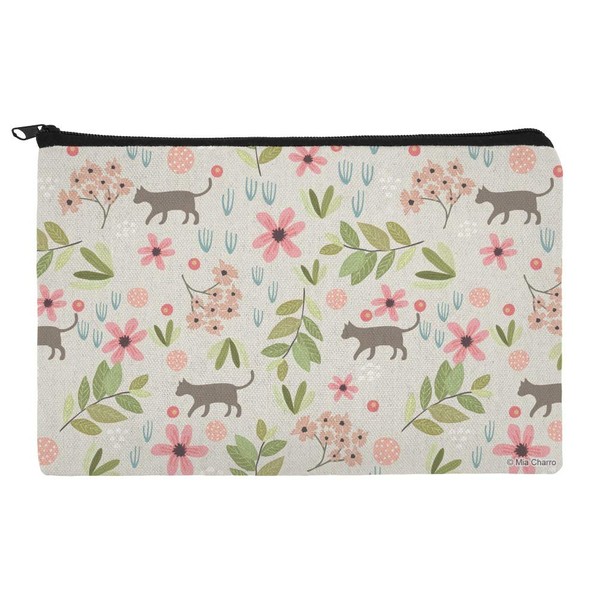 Cats and Flowers Makeup Cosmetic Bag Organizer Pouch