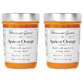 Bonnie's Jams Apricot Orange Jam, 17.5 oz, Made with Sweet, Rich Apricots and Ripe Valencia Oranges, Twice the Fruit-Half the Sugar, No Pectin Added (2-Pack)