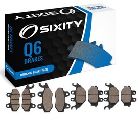 Sixity Q6 Front Rear Organic Brake Pads compatible with Kawasaki KAF820 Mule PRO-FXT EPS 2015 Complete Set