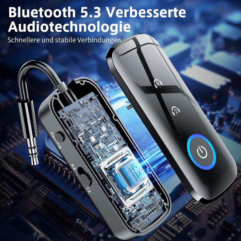 SONRU Bluetooth 5.3 Transmitter Receiver Jack, 2-in-1 Bluetooth Adapter Aeroplane