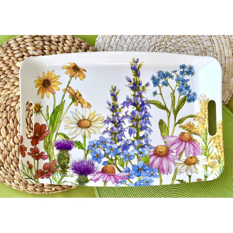 Bamboo Table Wildflowers Eco-Friendly 18" x 12" Serving Tray