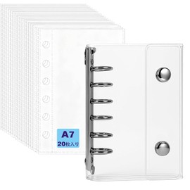 Seal Notebook, Transparent, A7, Girls, Boys, Removable Binder, Notebook, Clear Binder, 6 Holes, (20 Refills), Clear, Card Pocket Seal Storage, Promotional Goods (Silver)