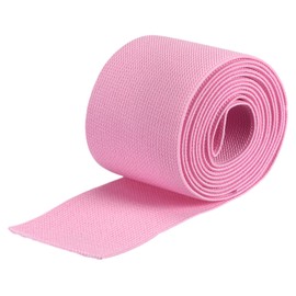 sourcing map Twill Wide Elastic Band Double-Side 75mm(3 inch) Flat 2 Yard Woven Elastic Band Knit Elastic Spool Heavy Stretch Strap Pink for Sewing, Waistband