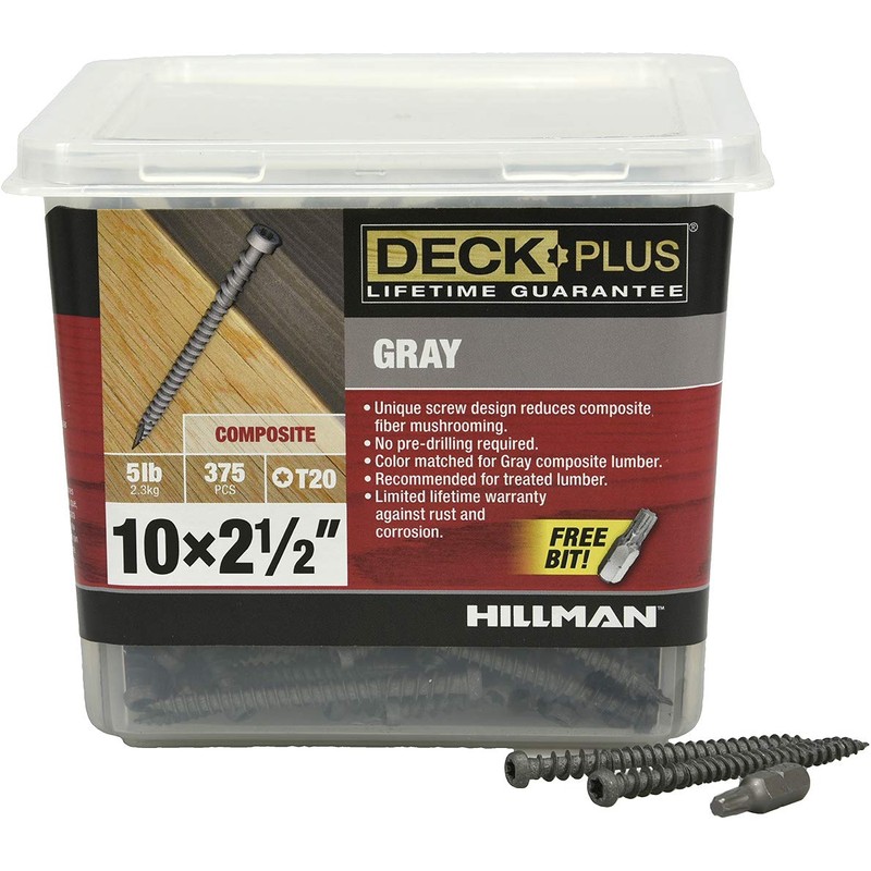 Deck Plus 48440 Gray Star-Drive Composite Deck Screws (#10 x
