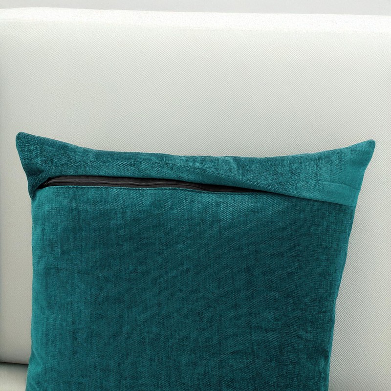Encasa Homes Chenille Cushion Covers, Set of 2, Azure Blue,