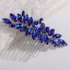 Lenjicons Sparkling Blue Rhinestone Hair Comb Silver Wedding Hair Accessories