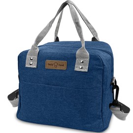 JINGSEN Lunch Bag Waterproof Reusable Lunch Bag, Leakproof Waterproof Lunch Bag for Adult Students, Durable Lunch Bag, Office Work School Shopping Travel Picnic Insulated Lunch Bag (X-Blue)