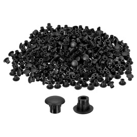 uxcell 2000Pcs Screw Hole Plugs, 5mm(3/16") Dia Plastic Round Button Plugs Snap in Locking Hole Covers Flush Type Caps for Furniture Cabinet, Black