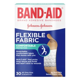 Johnson & Johnson Band Aid Flexible Fabric Adhesive Bandages Comfortable Protection One Size 30ct
