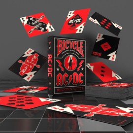 Bicycle AC/DC Playing Cards, Features Iconic AC/DC Song Titles and Band Designs, Red and Black, 1 Deck