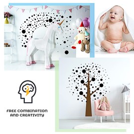 264 Pieces Polka Dots Wall Sticker Circle Wall Decal for Kids Bedroom Living Room, Classroom, Playroom Decor Removable Vinyl Wall Stickers Dots Wall Decals (Black)