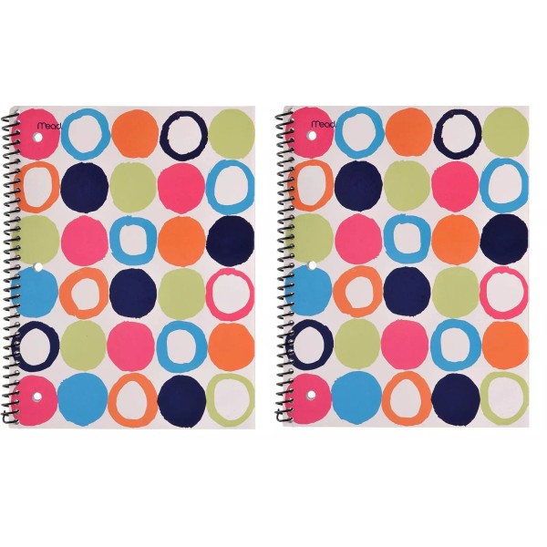 Mead Beautiful Mead Shape-It-Up Spiral Notebooks, 2-Pk, Circles, 70 Sheets,