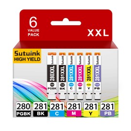 Sutuink 280XXL 281XXL PGI-280 CLI-281 Compatible Ink Cartridge Replacement for Canon 280 281 Ink to use with PIXMA TS8322 TS8300 TS8222 TS8100 TS8200 TS9100 TS8320 TS8220 TS9120 TS8120 (6 Value Pack)