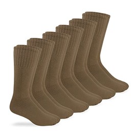 Jefferies Women's Military Uniform Outdoor Ribbed Crew Boot Socks 6 Pack, Coyote Brown, Shoe Size: 4-6.5