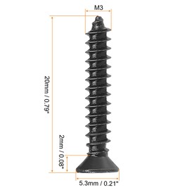 sourcing map M3 x 20mm Wood Screws Phillips Flat Head Carbon Steel Self Tapping Screws Black 200pcs