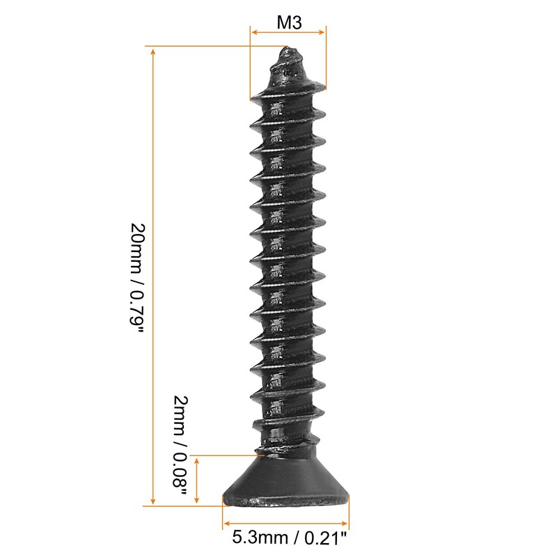 sourcing map M3 x 20mm Wood Screws Phillips Flat Head
