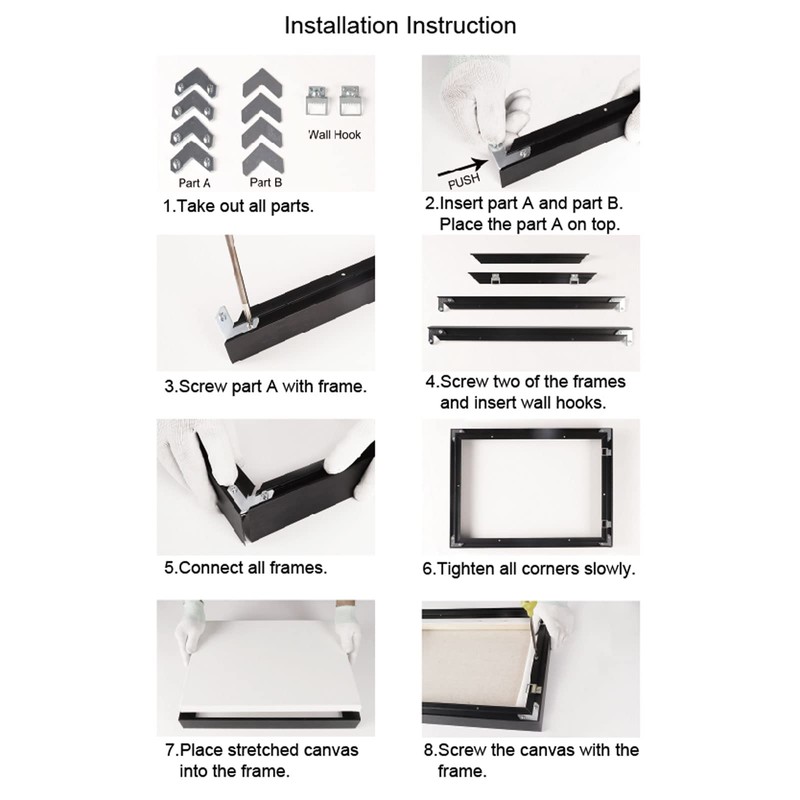Podronale 24x36 Inch Metal 3/4" Canvas Frame for 0.6"-0.9" Depth