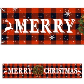 Merry Christmas Banner Christmas Eve Signs Huge Banner Decorations Giant Happy New Years Supplies Fence Yard Sign Outdoor Decorations Photo Backdrop 6 Feet