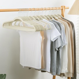 ELONG HOME Velvet Hangers 50 Pack, Beige Slim Felt Hangers with 360° Swivel Hook, Non Slip Skinny Hangers Heavy Duty Adult Hangers for Coats, Pants & Dress Clothes