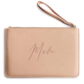 Clutch Bag For Mum - Mothers Day Gift Makeup Cosmetics Pouch - Rose Gold Mum Print, Soft Pink