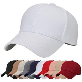 Baynetin Plain Baseball Cap, Unisex Adjustable Breathable Anti UV Outdoor Travel Sun Hat Golf Cap (White)