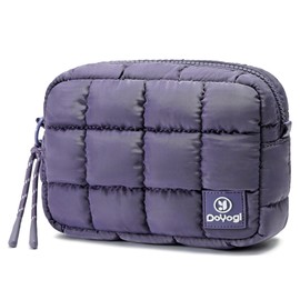 DOYOGI Quilted Cosmetic Bag, Puffer Makeup Bags,Crossbody Purses for women,Cute Travel Toiletry Bag for Women, Purple, Cute, Fashionable