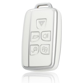 OFF WE GO Key Cover for Land Rover Car Key Case for Discovery Range Rover Sport Evoque Velar Jaguar XF XE XF XJ F-PACE F-TYPE TPU Car Key Protective Case Key Box White Silver