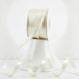 MEEDEE Ivory Satin Ribbon 3/8 Inch Lux Ivory Double Face Satin 100 Yards Roll Thin Cream Ribbon for Gift Wrapping, Party Supply, Birthday, Baby Shower, Wedding, DIY Crafts, Festival Supplies