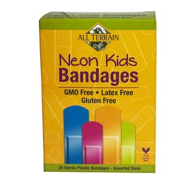 All Terrain Kids Neon Bandages, Latex-Free, Flexible, Sterile, Absorbent Non-Stick Pad, Assorted Sizes, 20 Count