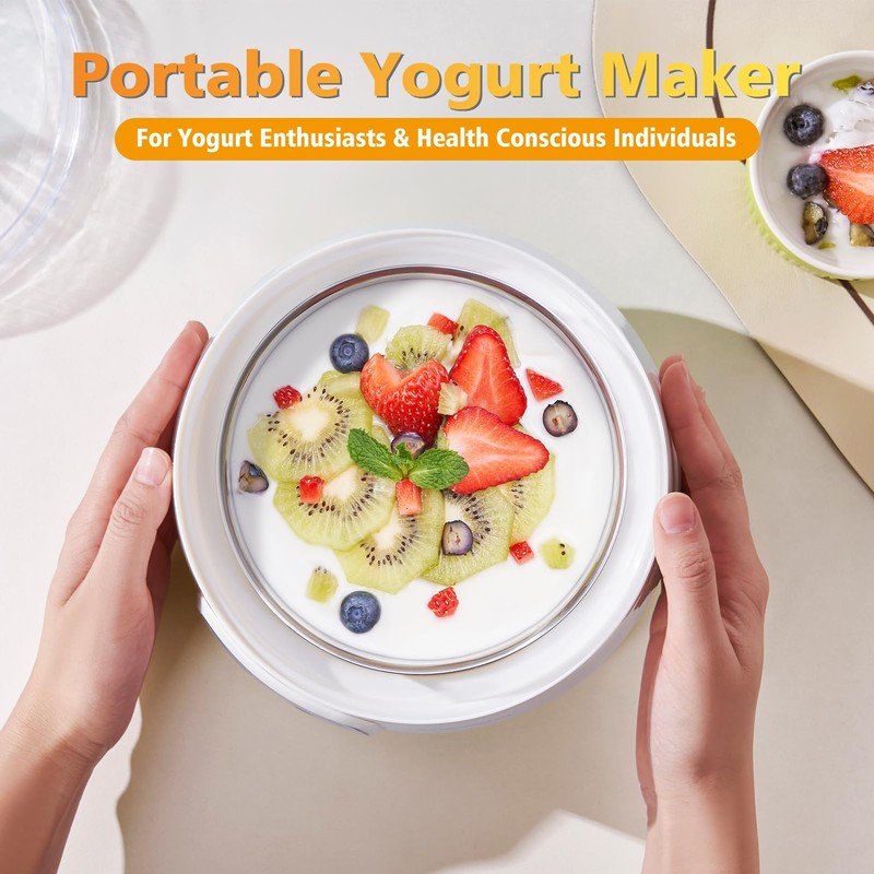Yogurt Maker, Greek Yogurt Maker with Timer Control and Strainer,