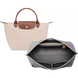 Longchamp 롱샹 르 플리지 프리미엄 펠트 가방 여성용 지갑 정리함 삽입물 6칸 소형 회색 토트 [S-7.9*5.5*6.5in] Longchamp Le Pliage Premium Felt Bag Women's Wallet Organizer Insert 6 Compartments Small Gray Tote [S-7.9*5.5*6.5in]