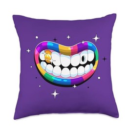 Retro Rubber Hose 20s Bold Mouth Statement Pop Art Throw Pillow