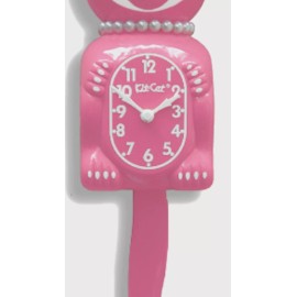 California Clock Co. NEW PINK SATIN LADY KIT-CAT -   MADE IN THE USA  (WITH FREE BATTERIES) LBC-53