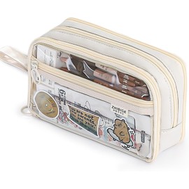 Pencil Case, Transparent, Double-Sided Open Pencil Case, Large Capacity, Stylish, Simple, Portable, Small Items, Storage Case, Elementary School, Middle School, High School, Boys, Girls, Offices,