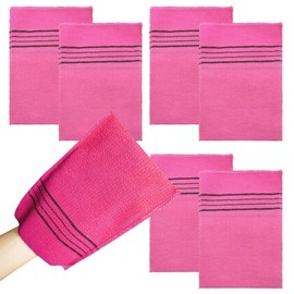 I'm so happy Smudge Scrubber Mittens Towel Gloves Exfoliating Bath Set of 6 (Pink)