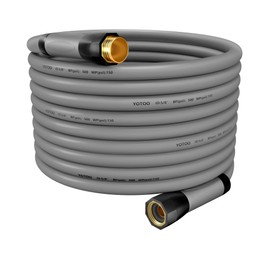 YOTOO Heavy Duty Hybrid Garden Water Hose 5/8-Inch by 100-Feet 150 PSI Kink Resistant, Flexible with Swivel Grip Handle and 3/4" GHT Solid Brass Fittings, Gray
