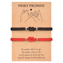 MANVEN Partner Bracelets Couples Bracelet Couples Gifts for Matching Couples Kabbalah Rope Lucky Bracelet Amulet for Boyfriend Friends Fiancée Valentine's Day Christmas Day Birthday Black Red, No