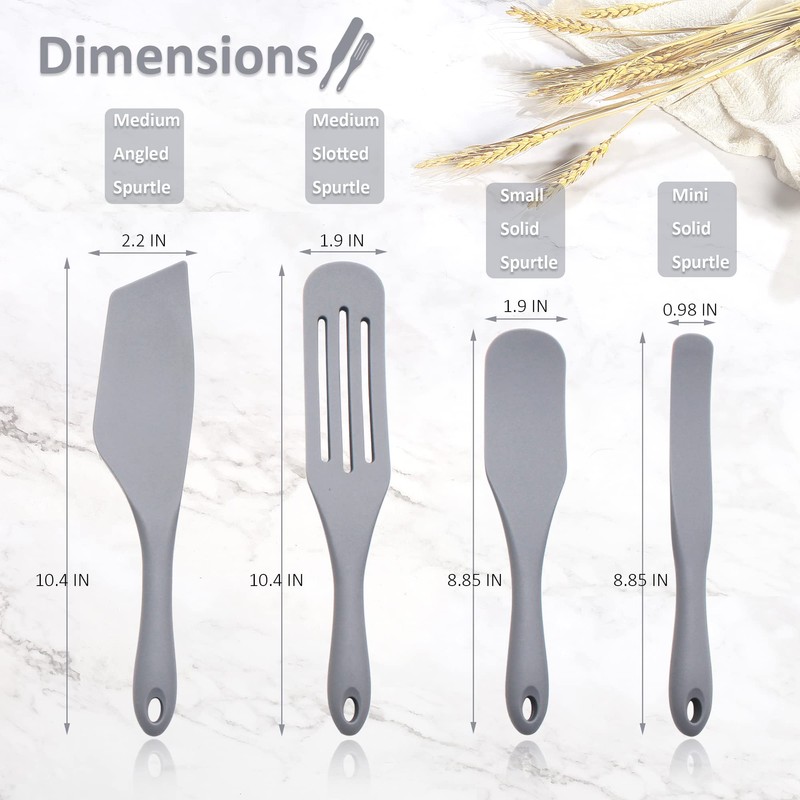 Tongjude Silicone Spurtle Set, Silicone Spatula Set, Heat Resistant Cooking