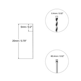 sourcing map Spiral Drill Bits Metal Micro Drill Bits HSS 0.4 mm W6542 20 mm Length for Copper Forged Steel Pack of 10