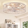 LEDIARY Caged Ceiling Fans with Lights, White Flush Mount Ceiling