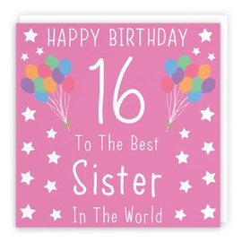 Hunts England - Sister 16th Birthday Card - Happy Birthday - 16 - To The Best Sister In The World - Iconic Collection - Fun Birthday Card