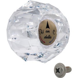 Master Plumber 167B, Single Clear Knob Handle Kit with Button and Set Screw, Delta Faucet OEM RP2389 - Acrylic