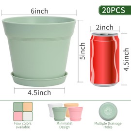 GARDIFE 20 Pack 6 inch Plant pots, planters for Indoor Plants, Flower pots, Color