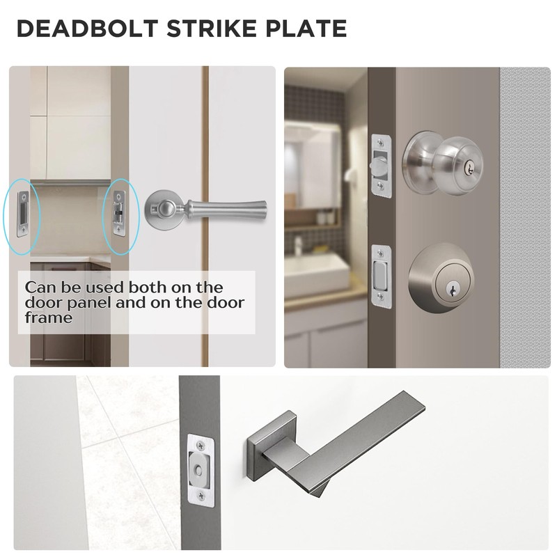 2 Pk Upgrade Large Hole Deadbolt Restorer Strike Plates, Stainless