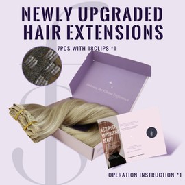 fshine Clip in Hair Extensions 16 Inch Ash Blonde to Golden Blonde and Platinum Blonde Balayage Human Hair Extensions Clip in Blonde Remy Hair Extensions Full Head 7Pcs 120g