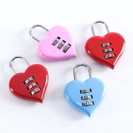 Combination Lock, Heart Shape 3 Digital Password Padlock, Mini Outdoor Combo Gate Lock for School Gym Locker, Fence Gate, Toolbox, Employee Hasp Locker Combination Padlocks (Red)